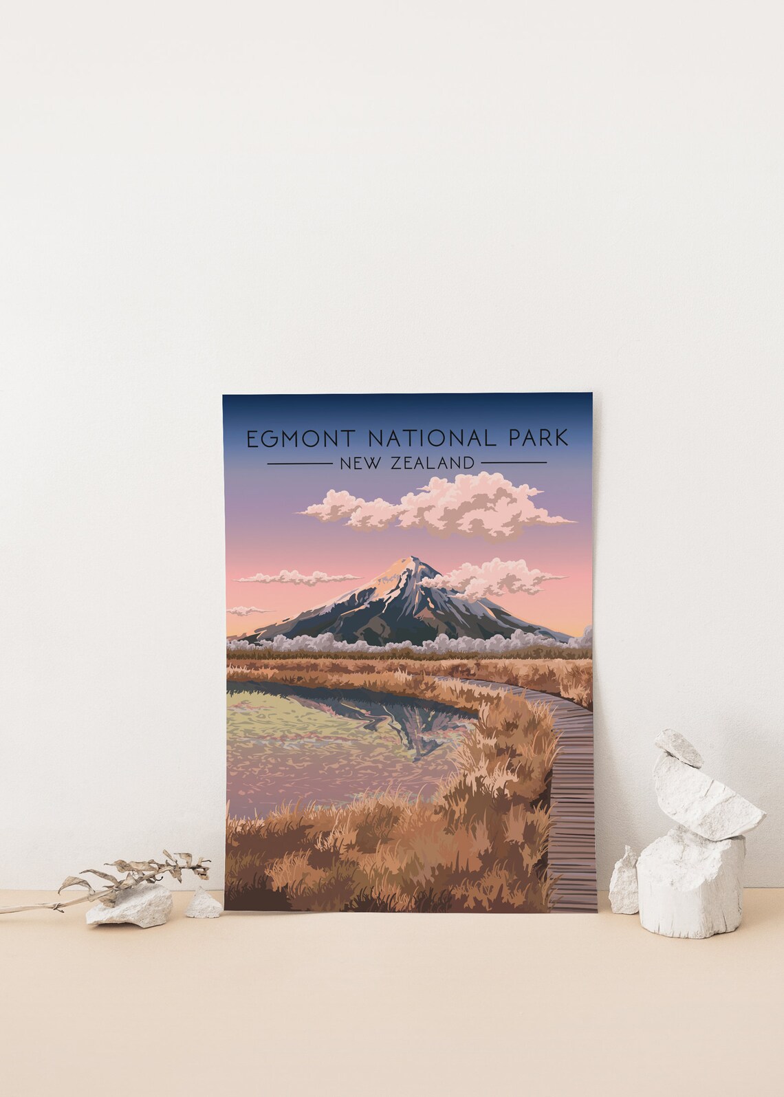 Egmont National Park New Zealand Mount Taranaki Twilight Poster - Image 4