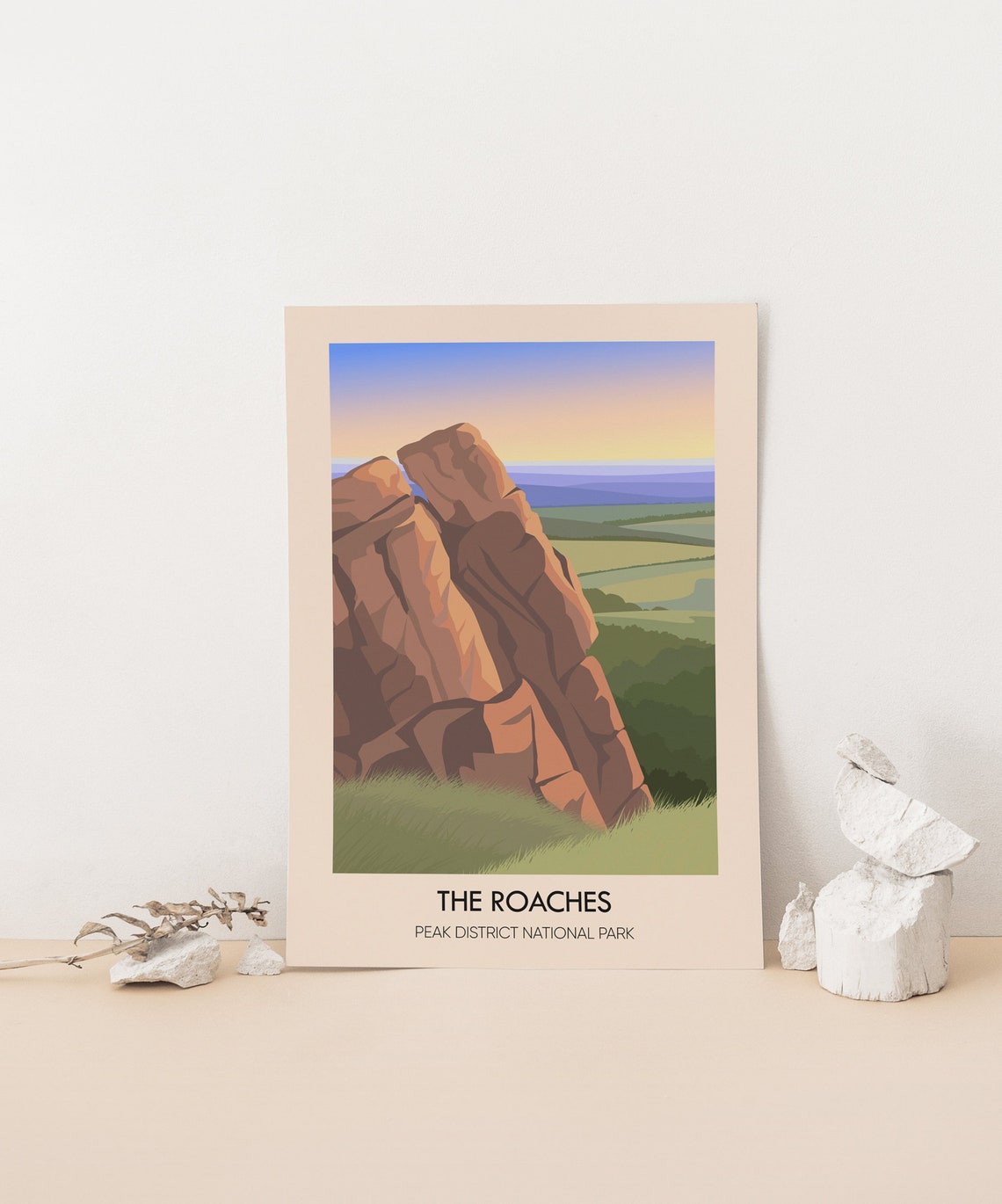 The Roaches Travel Poster Peak District National Park Staffordshire Leek Tittesworth Reservoir Vintage Travel Print Hiking Climbing - Image 3
