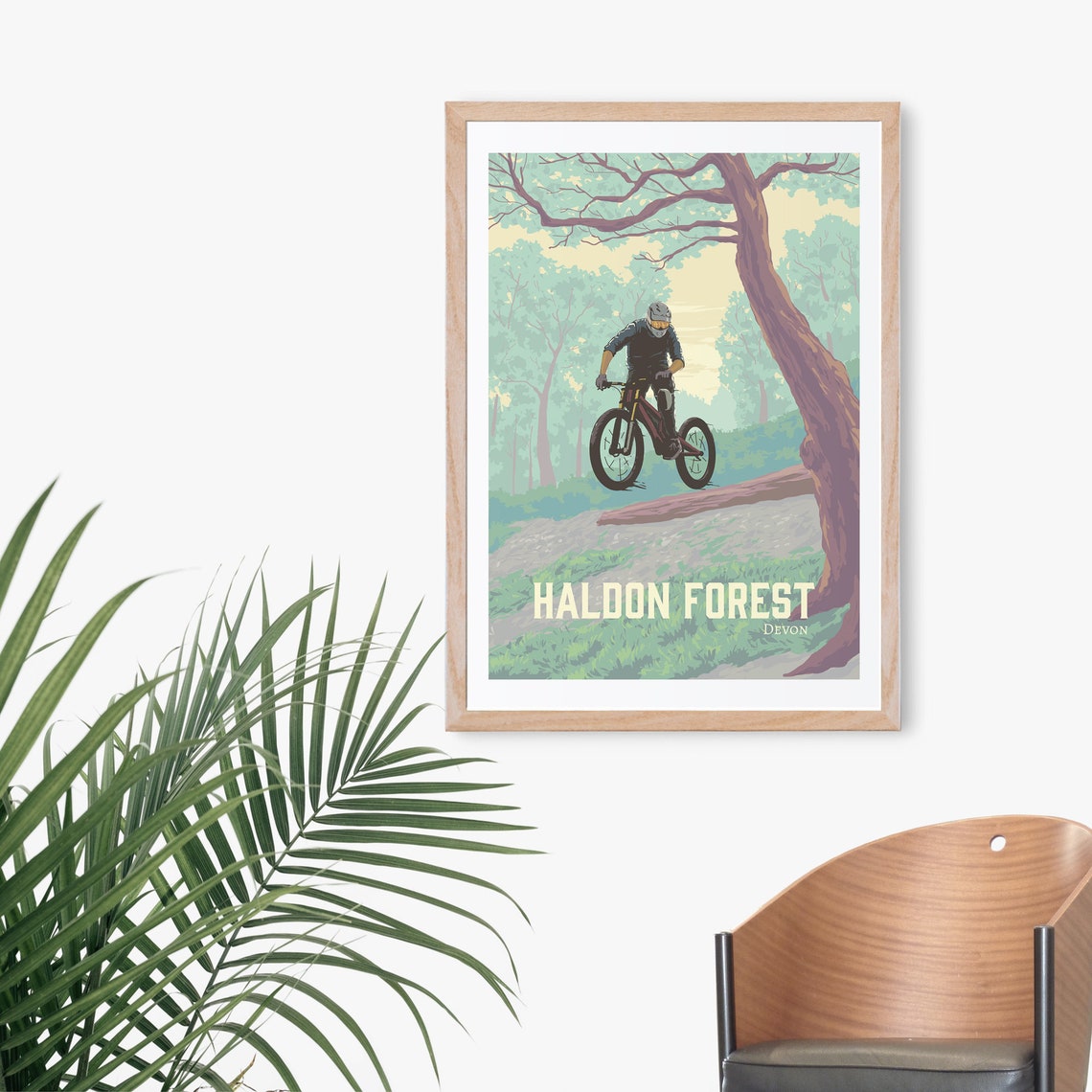 Haldon Forest Log Jump Vintage Devon MTB Trail Riding Poster - Image 3