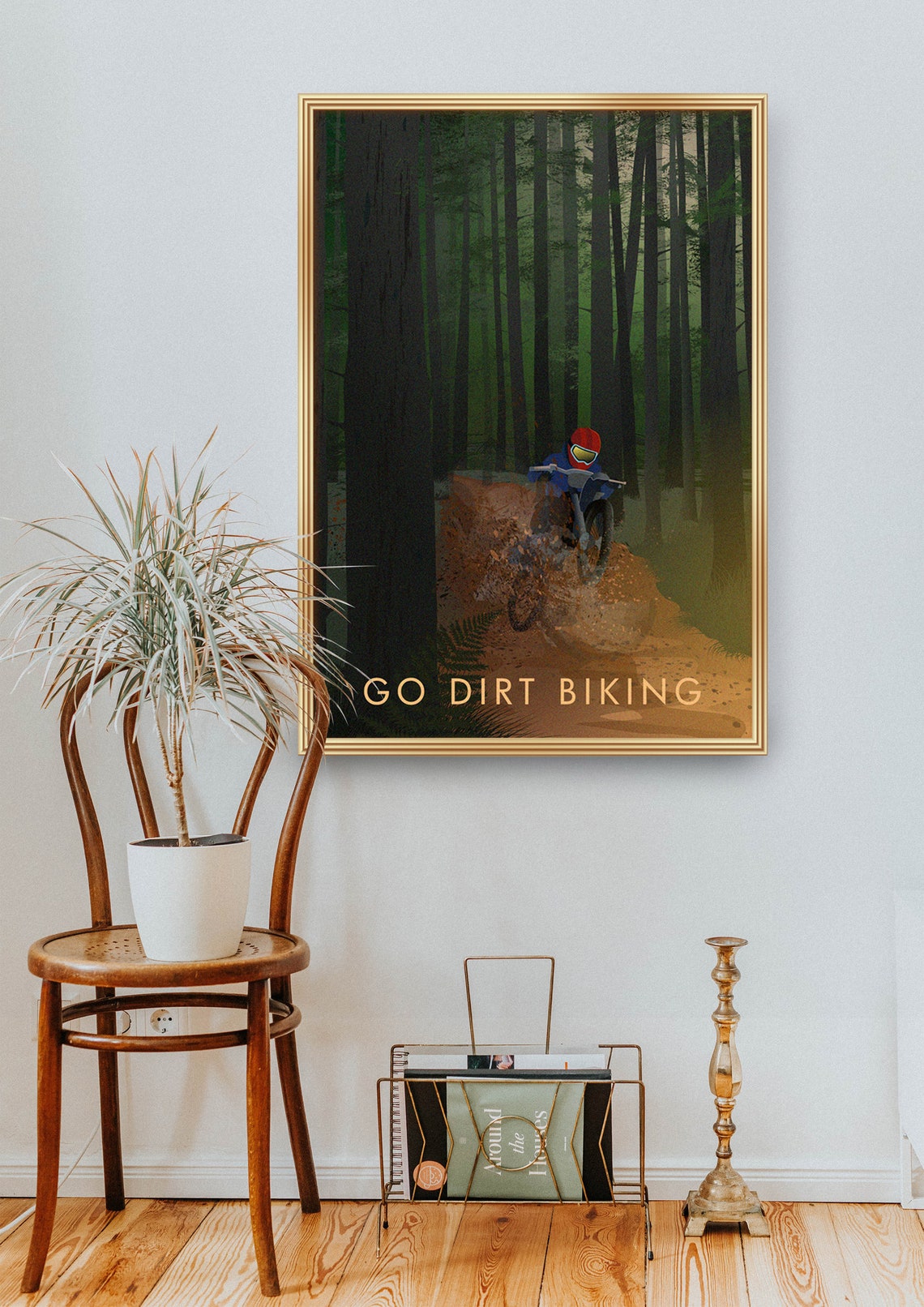 Go Dirt Biking Muddy Forest Trail Rider Vintage Motocross Poster - Image 2