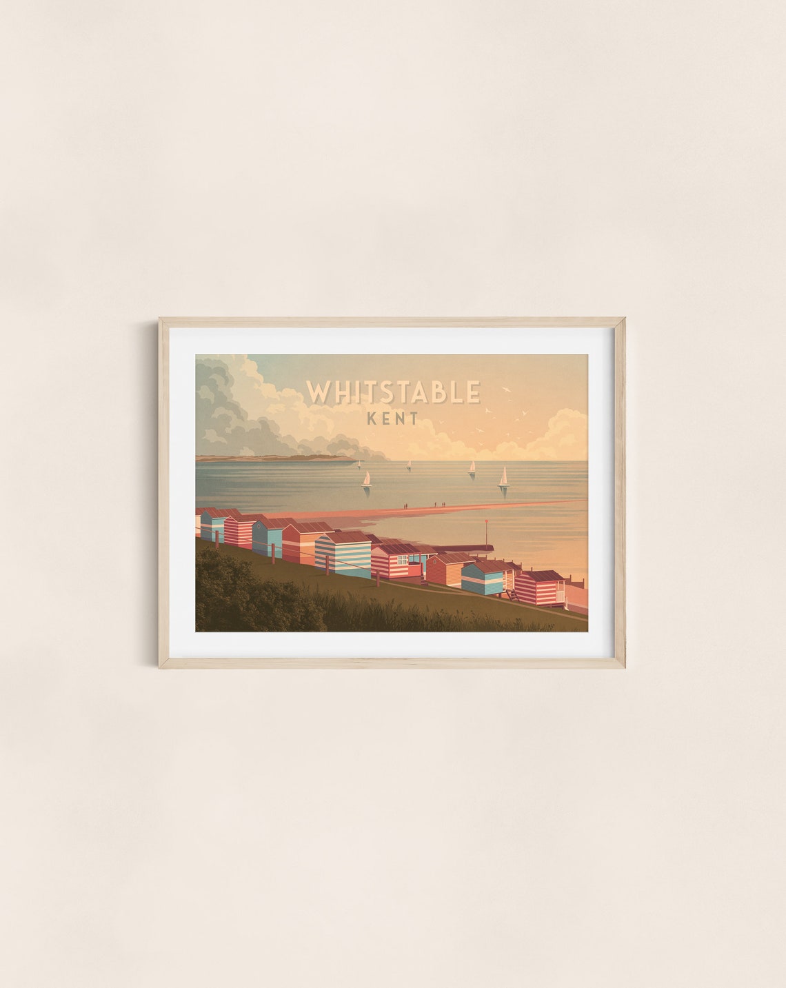 Whitstable Kent Beach Huts Seaside Sailing Boats Travel Poster - Image 3