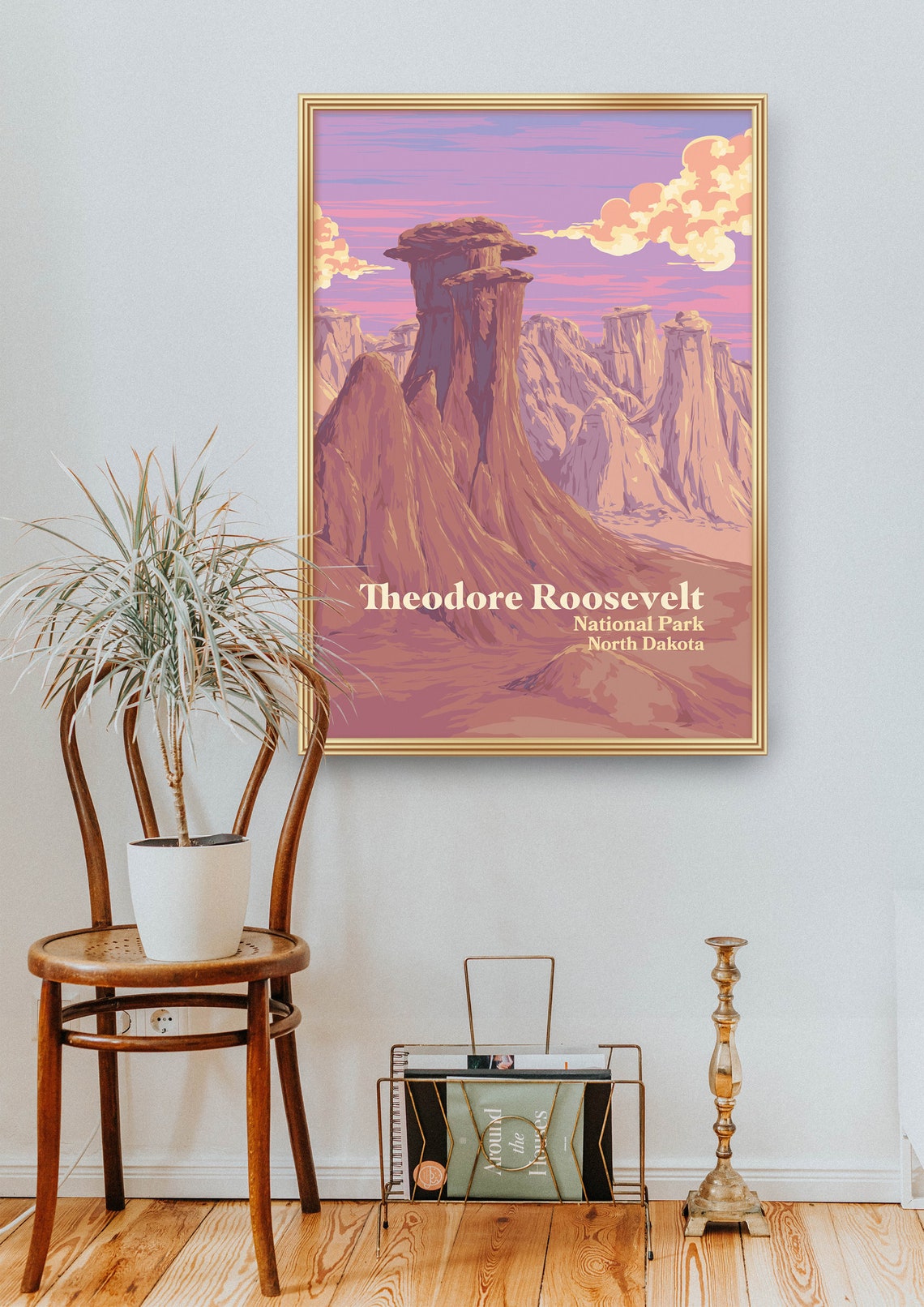 Theodore Roosevelt National Park Poster Usa North Dakota Badlands Little Missouri River Hoodoos Vintage Travel Prints Retro Wall Art - Image 2
