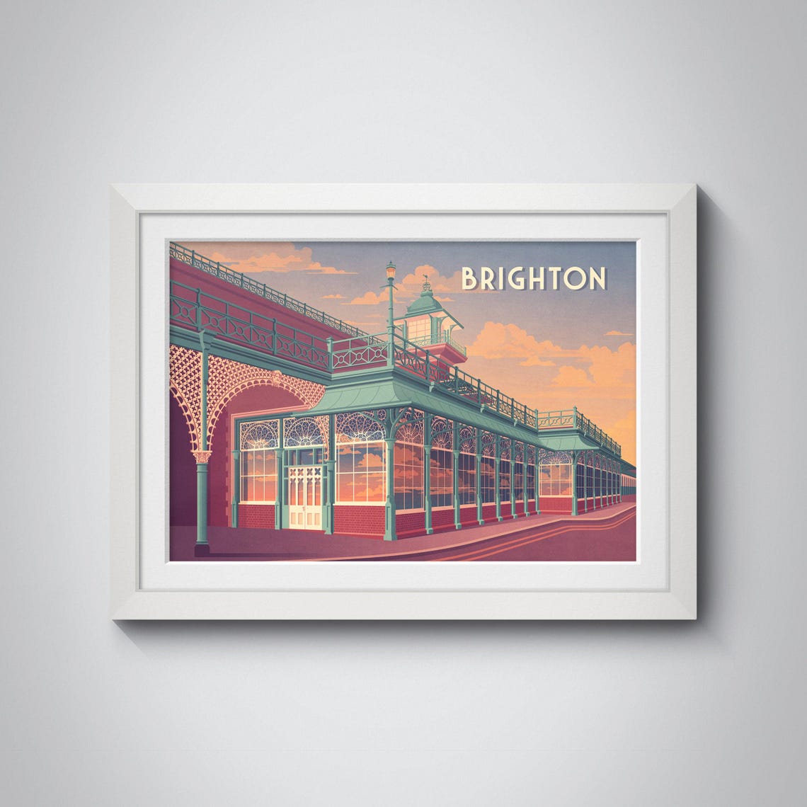Brighton Seafront Victorian Pavilion Sunset England Travel Poster - Image 4