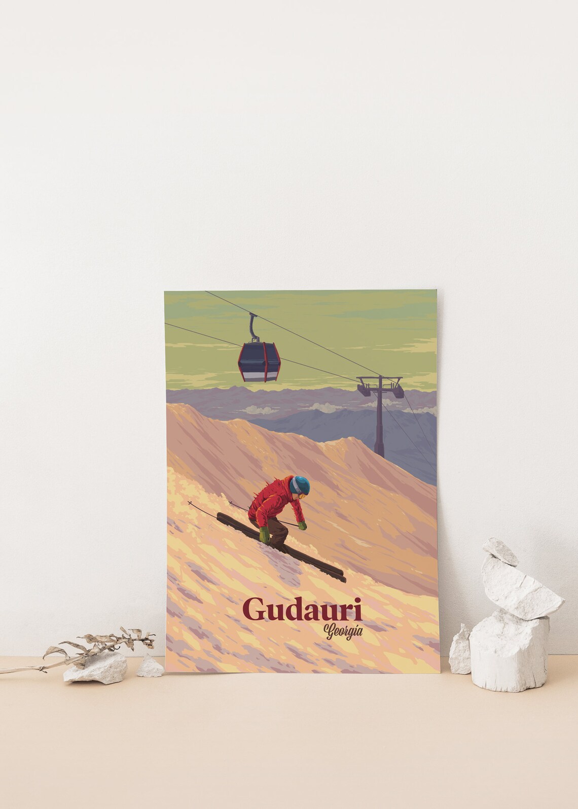 Gudauri Georgia Ski Resort Vintage Travel Poster - Image 4