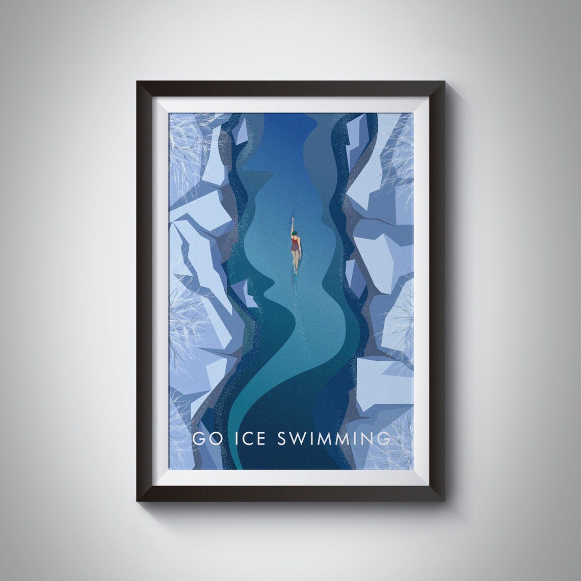 Go Ice Swimming Frozen Channel Adventure Swimming Travel Poster