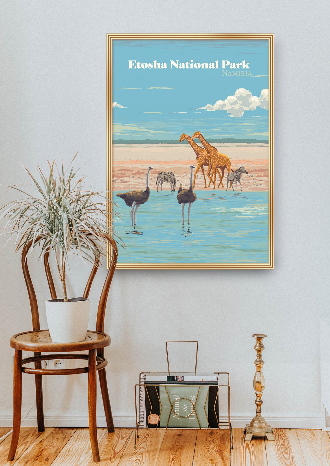 Etosha National Park Poster Namibia Africa Safari Black Rhinoceros Salt Pan Vintage Travel Print Wall Art Namib Naukluft Wildlife - Image 2