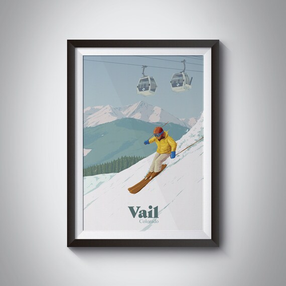 Vail Colorado Ski Resort Travel Poster, Rocky Mountains
