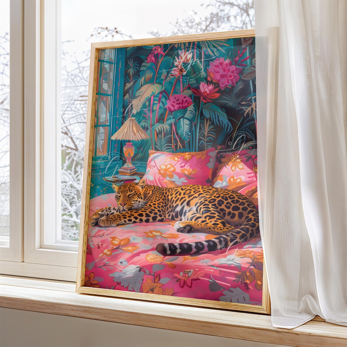 Leopard Art Print, Bohemian Bedroom Decor