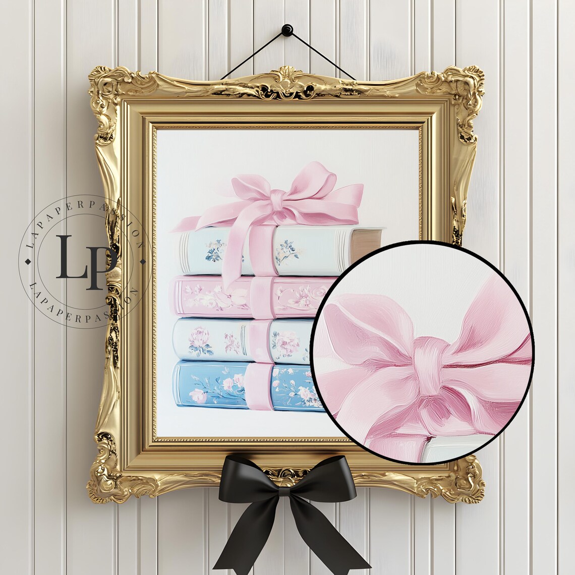 Pastel Stack Of Books, Whimsical Reading Nook Art Print - Image 3