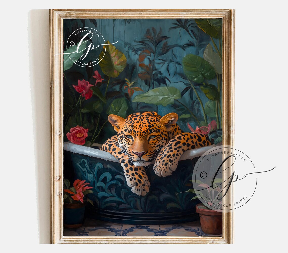 Leopard In The Bath, Maximalist Bathroom Decor
