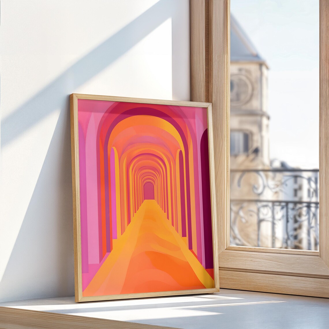 Abstract Pink And Orange Arch, Minimalist Art Print - Image 3