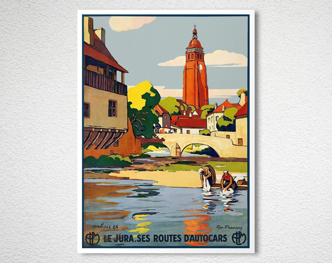 Le Jura Ses Routes d'Autocars Arbois Village River Travel Poster - Image 2