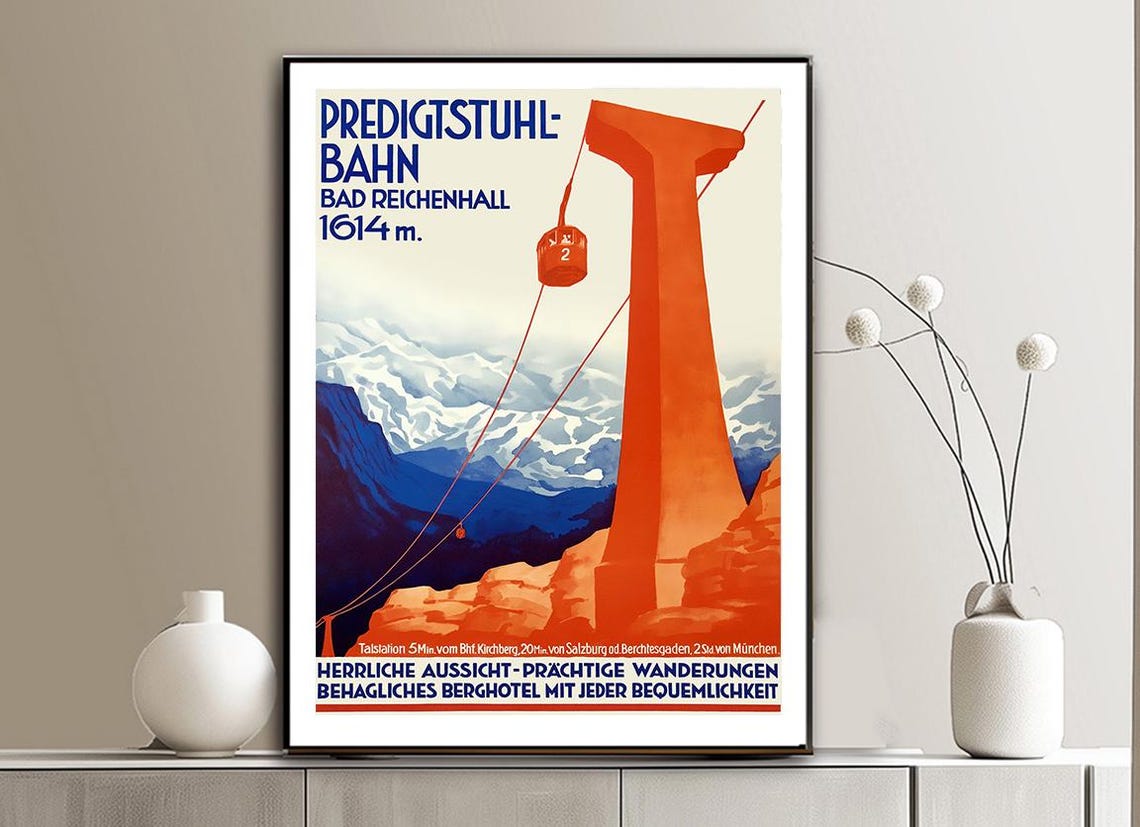 Predigtstuhlbahn Bad Reichenhall Vintage German Cable Car Alps Poster - Image 2