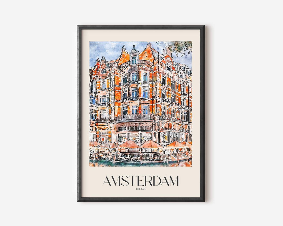 Amsterdam Travel Poster, Netherlands Wall Decor