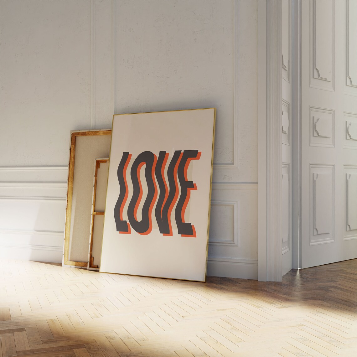 Wavy Retro Love Typography Psychedelic Style Word Art Poster - Image 3