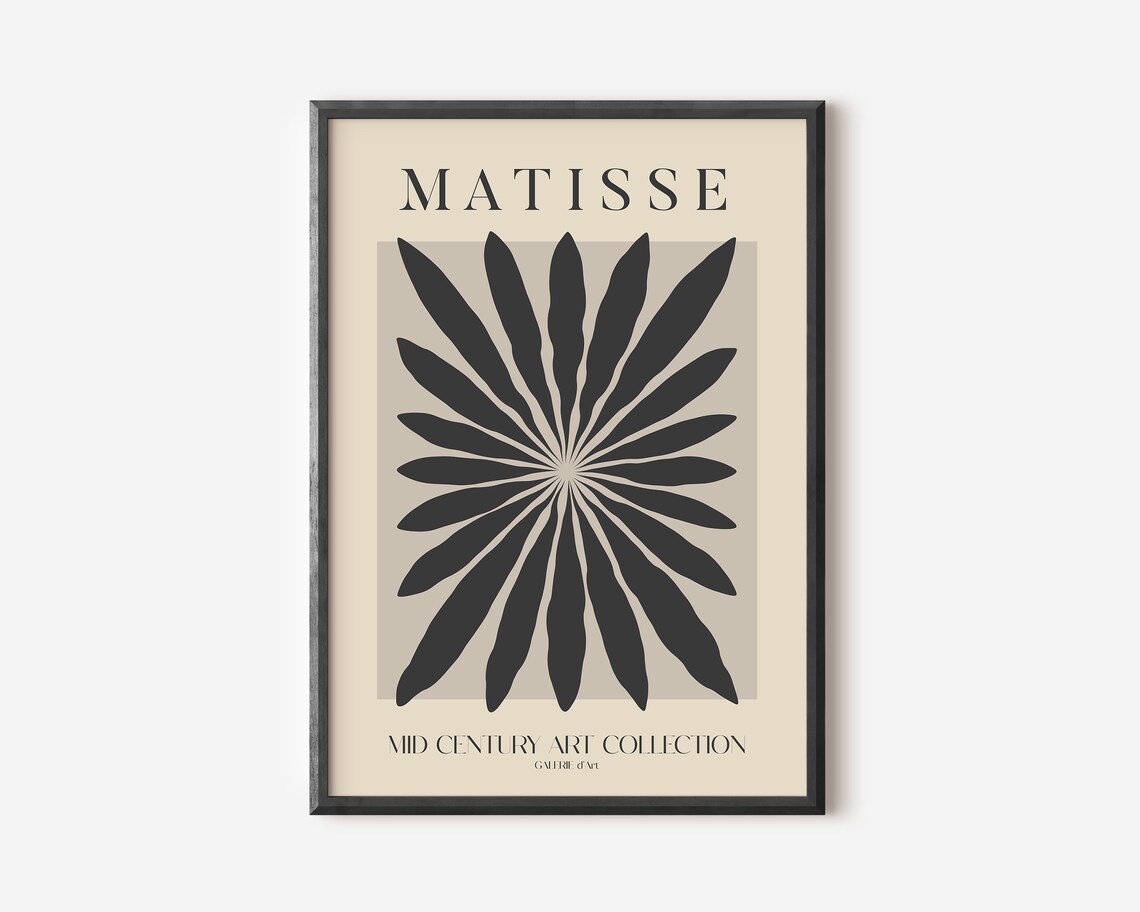 Matisse Grey Leaf Sunburst Mid Century Modern Gallery Art Poster - Image 4
