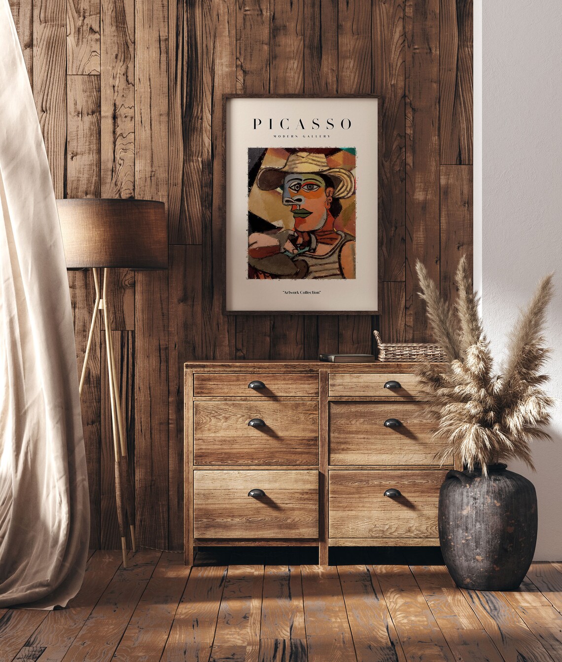 Picasso Cubist Woman Straw Hat Modern Gallery Portrait Poster - Image 3
