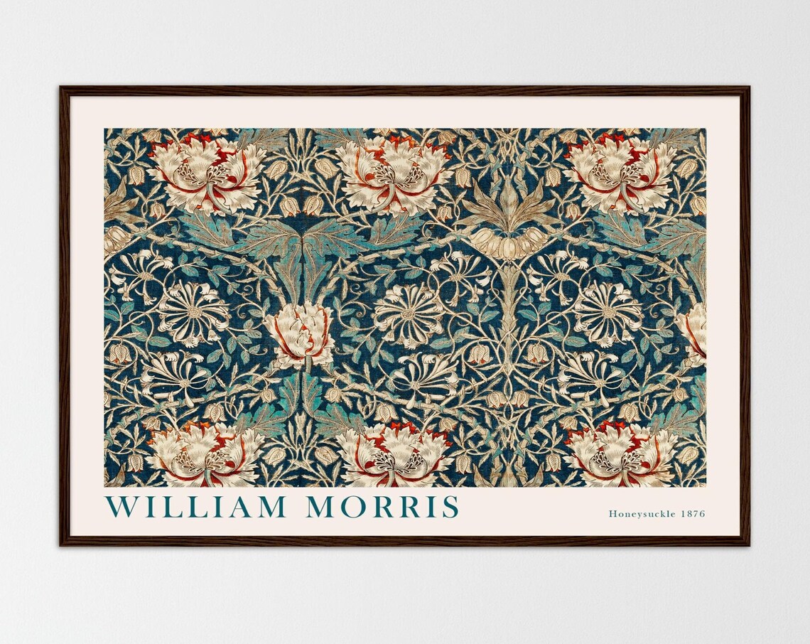 William Morris Exhibition Poster, Botanical Art Nouveau