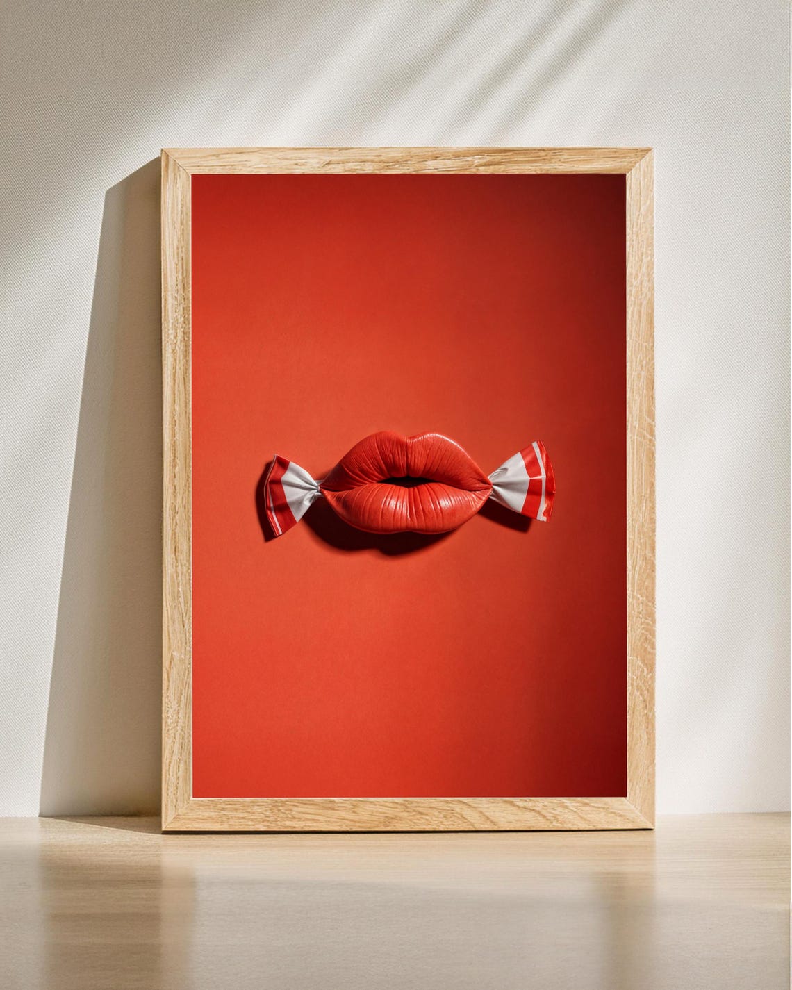Red Candy Lips Pop Art Bold Retro Modern Sweet Statement Poster