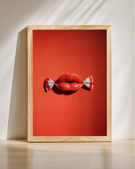 Candy Art Print Kiss Lips Wall Modern Pop Style Trendy Dorm Preppy