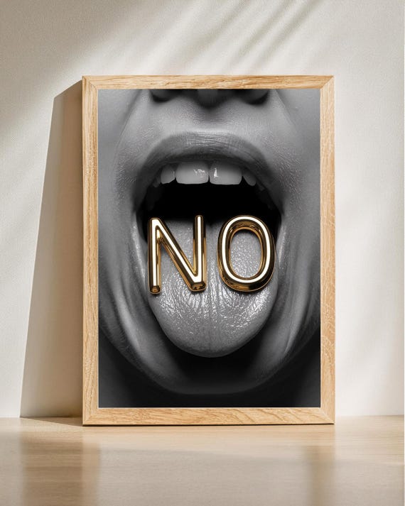Bold Statement Poster No Word Wall Art Gold Lettering Decor Minimalist Print