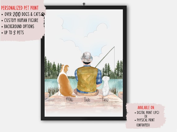 Custom Fishing Print, Personalized Dog Dad Gift