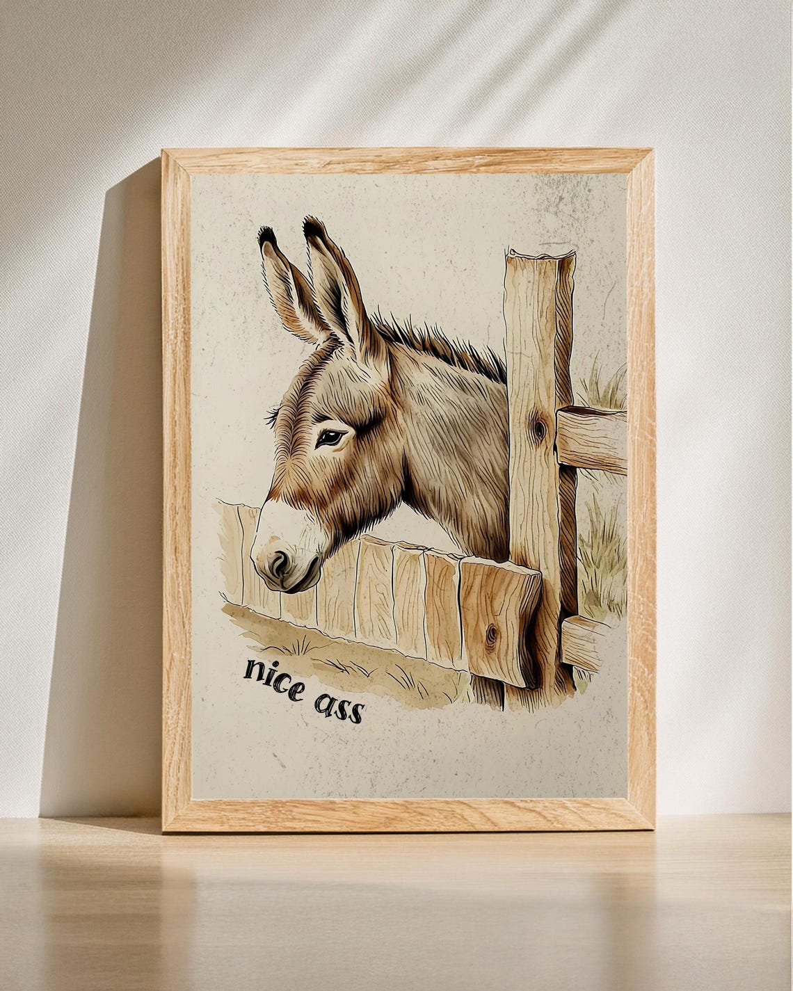 Nice Ass Funny Donkey Fence Humor Poster for Farmhouse Kitchen