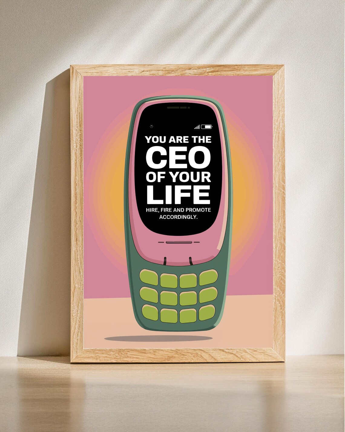 CEO Of Your Life Retro Phone Motivational Quote Empowerment Poster