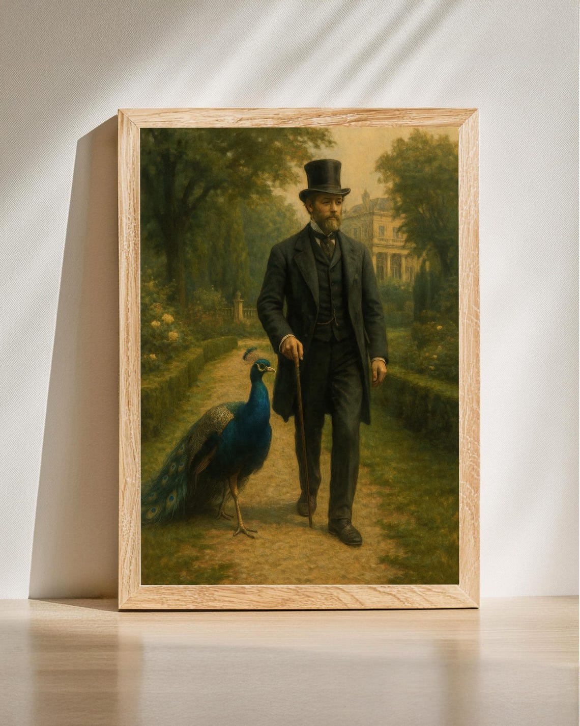 Gentleman With Peacock Vintage Aristocratic Garden Portrait Art Print