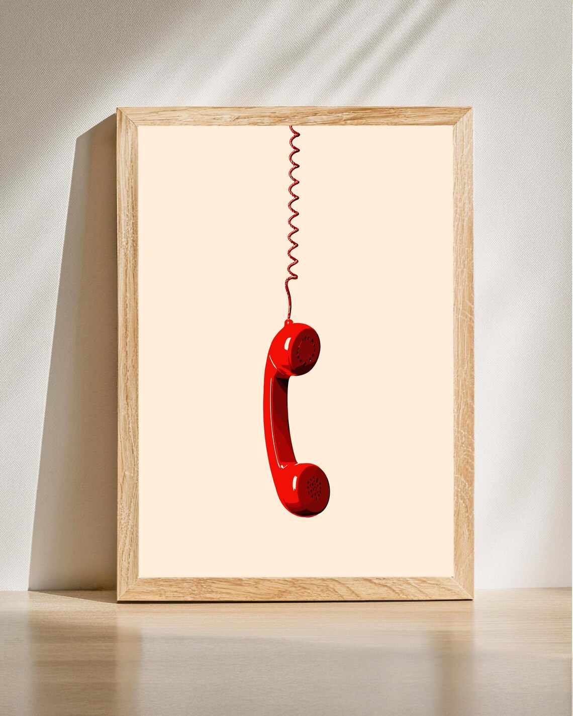 Retro Phone Poster, Minimalist 80s Office Decor