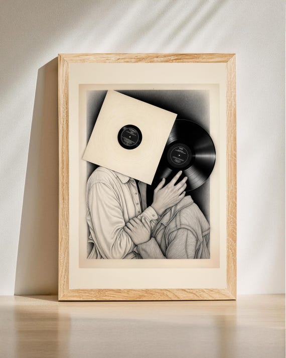 Vinyl Lovers Art Love Poster, Vintage Music Decor