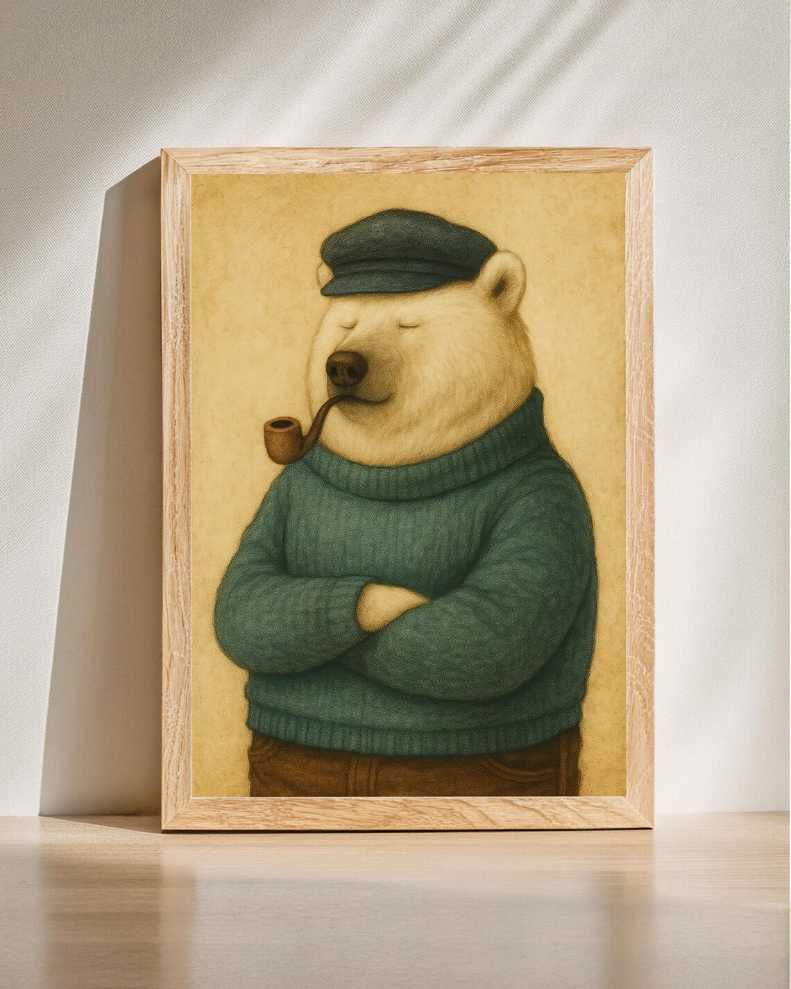 Sailor Polar Bear Portrait Nautical Fisherman Vintage Animal Poster