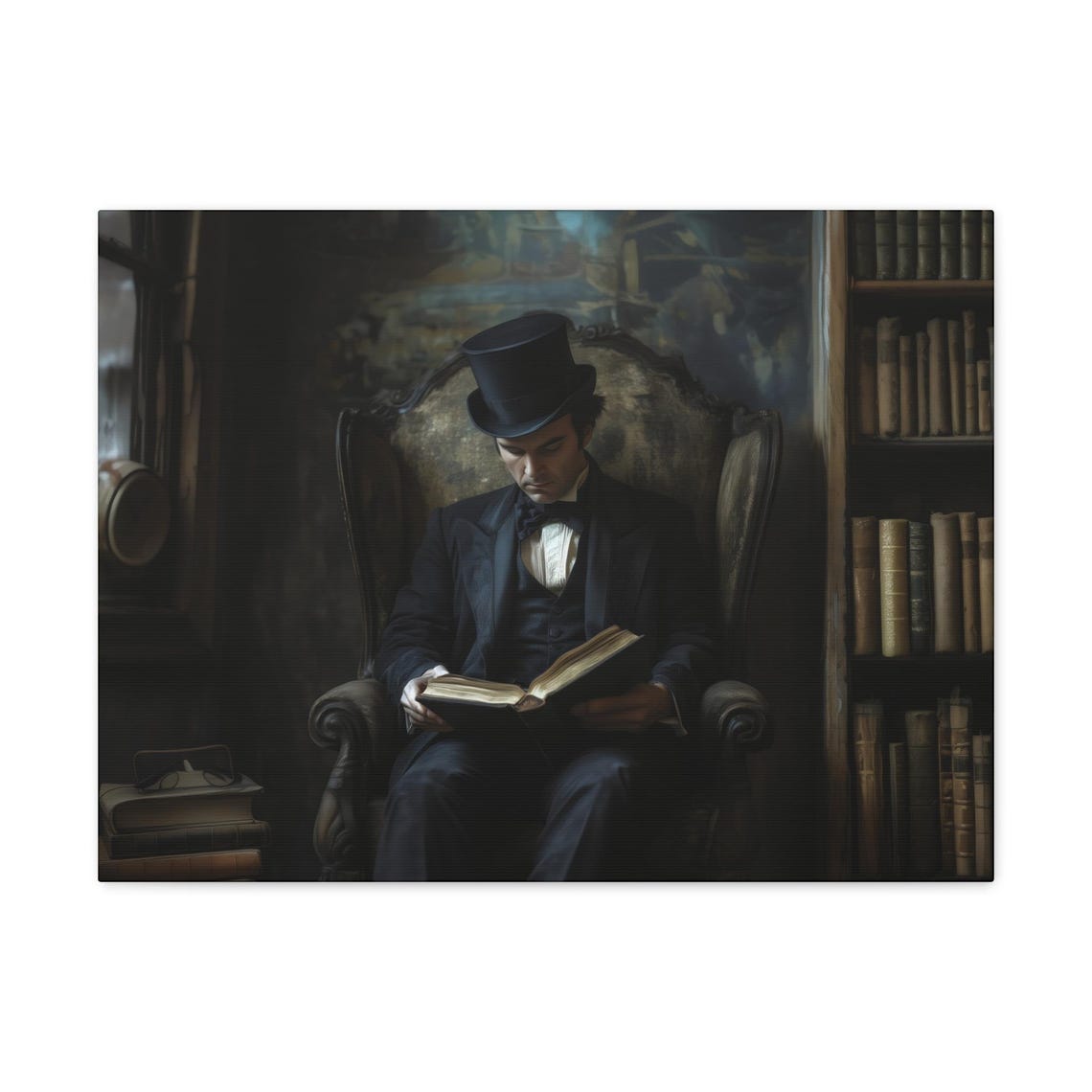 Dapper Reading Maximalist Eclectic Victorian Print Bold Altered Book Library Portrait Fantasy Fun Colorful Renaissance Rustic Art - Image 2