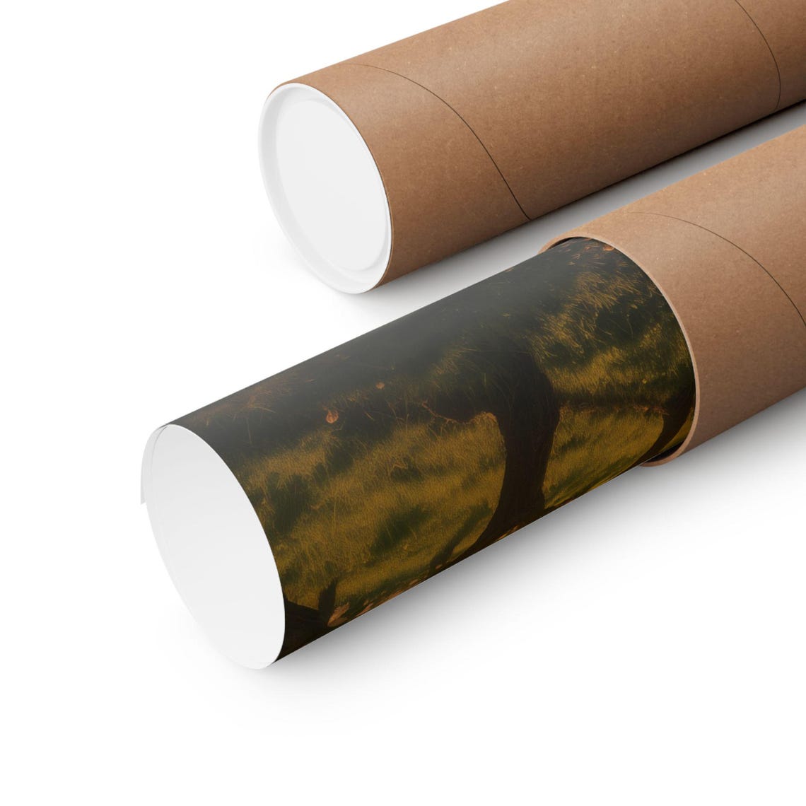 Sunset Glow Through Blooming Orchard Trees Country Path Poster - Image 2
