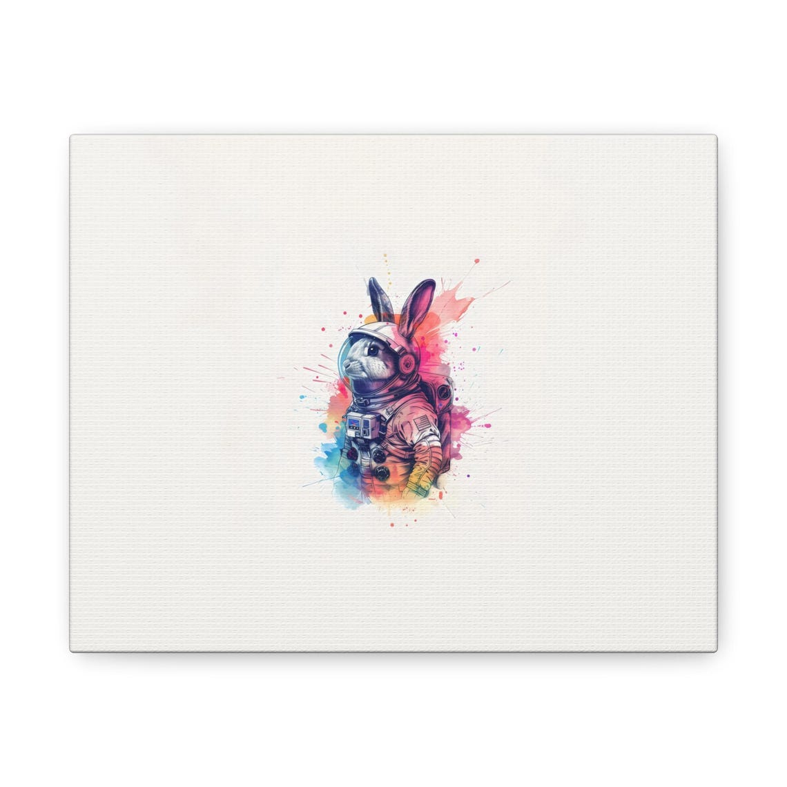 White Rabbit Astronaut Watercolor Helmet Ears Animal Art Poster - Image 4