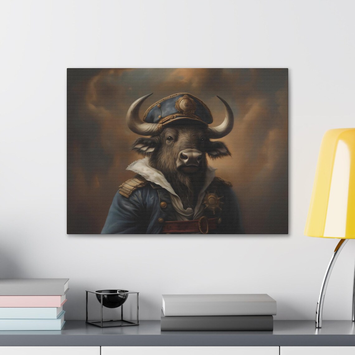 Buffalo Naval Captain in Uniform Dramatic Oil Painting Style Animal Poster - Image 2