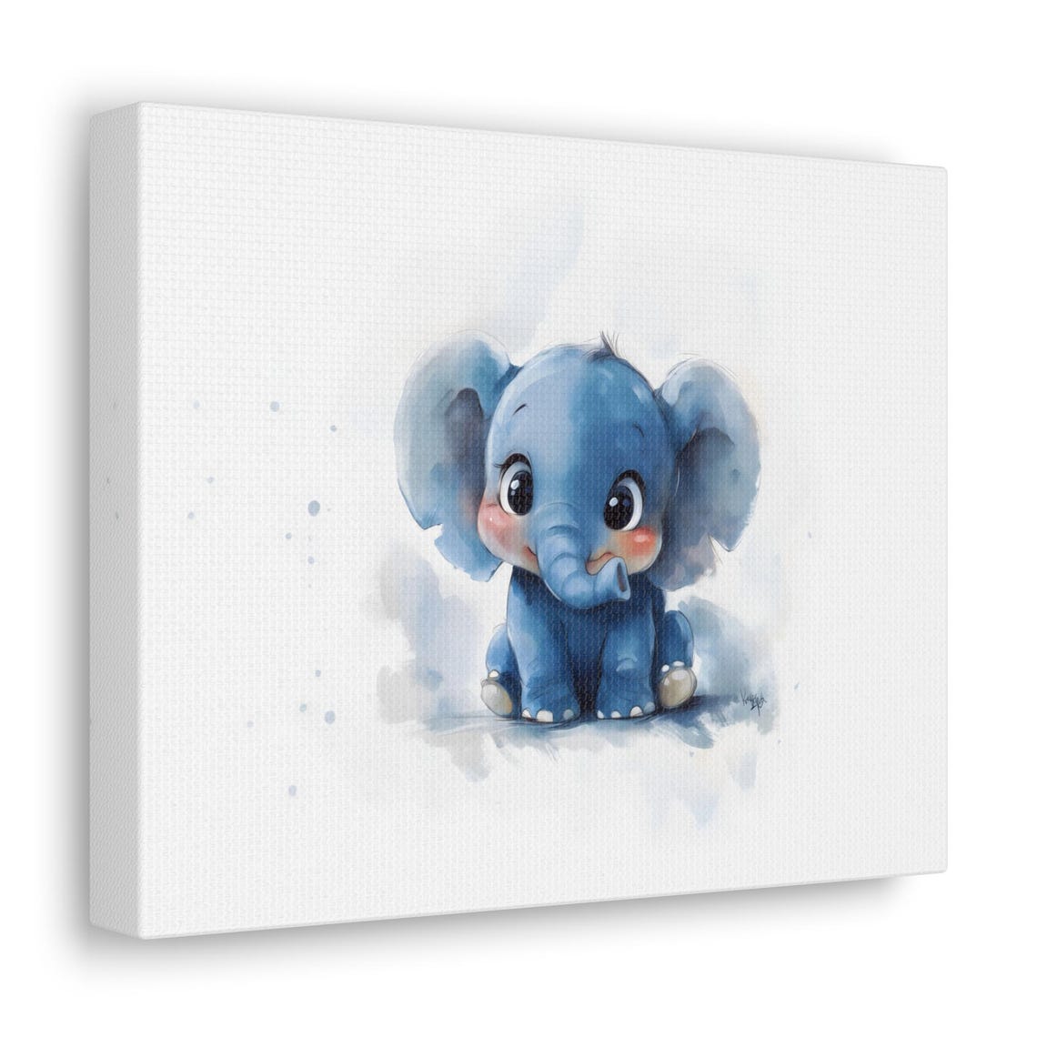 Baby Elephant Watercolor Cute Blue Calf Nursery Animal Art Poster - Image 2
