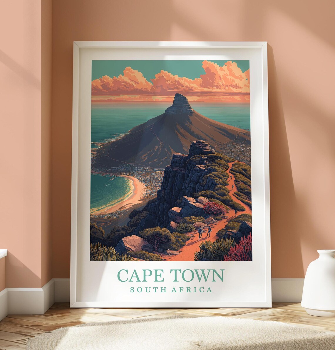 Cape Town South Africa Lions Head Hiking Trail Sunset Poster
