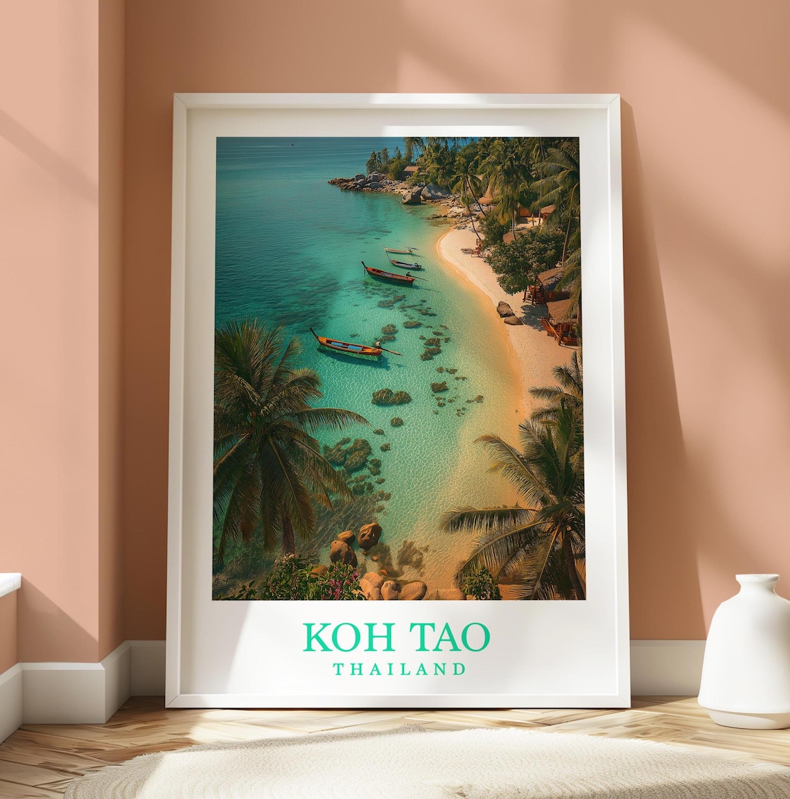 Koh Tao Sharks Bay Travel Poster, Beach Wall Art