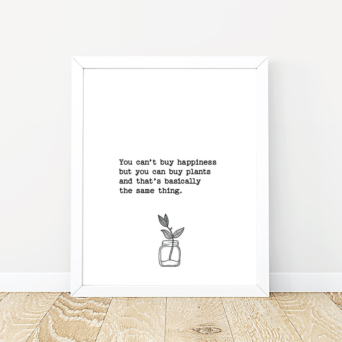 Buy Plants Happiness Quote Mason Jar Plant Sketch Typewriter Poster - Image 2