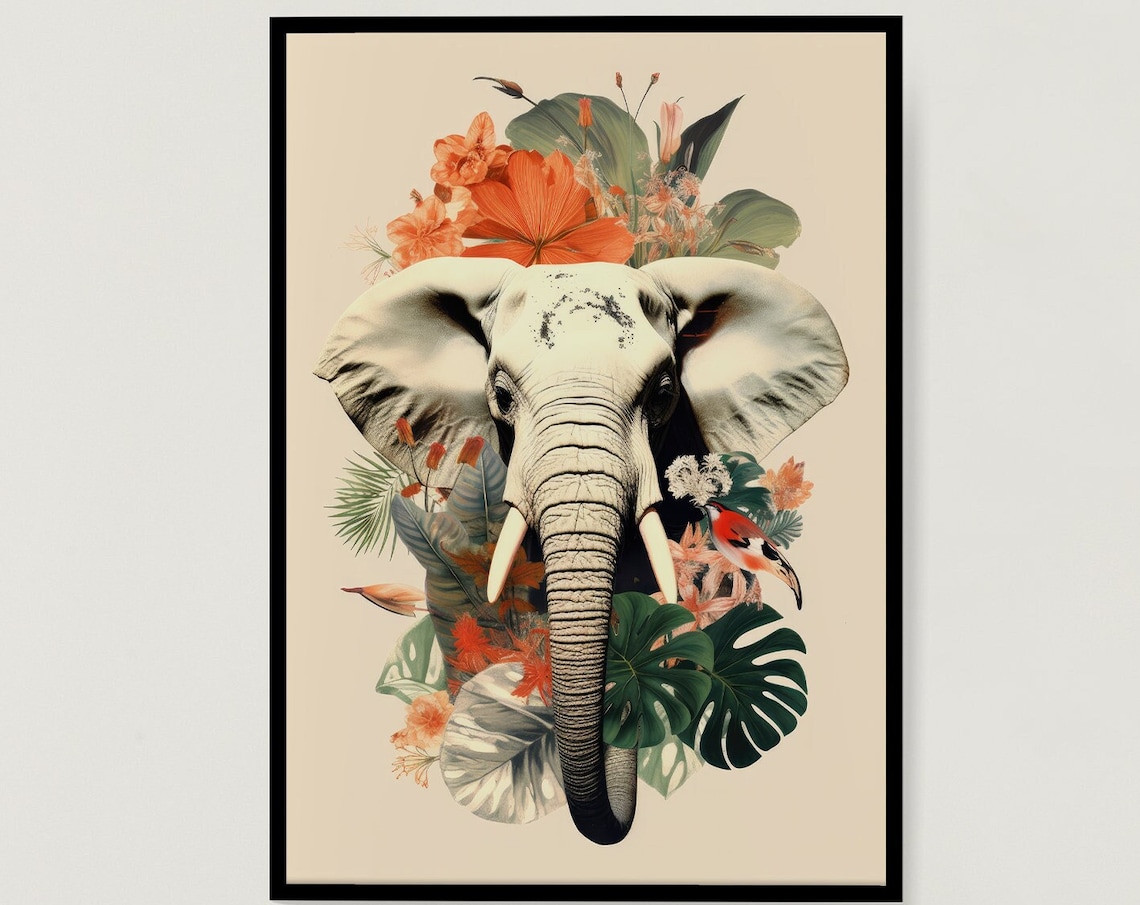 Elephant With Flowers Abstract Poster Collage - Image 7