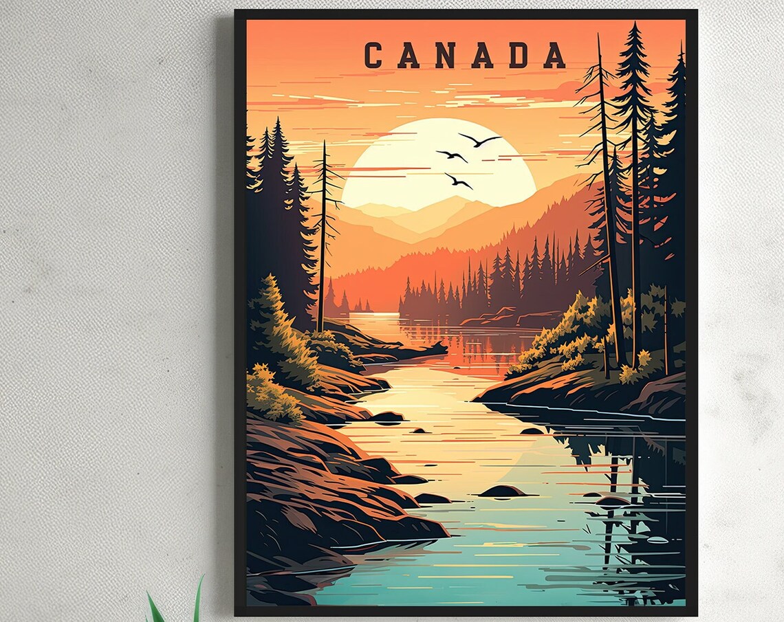 Canada Retro Travel Poster, Mountain Landscape - Image 3