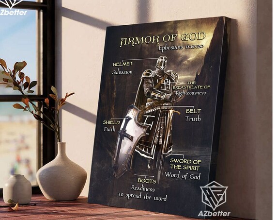 Armor of God Ephesians 6:10-20 Labeled Knight Christian Faith Poster
