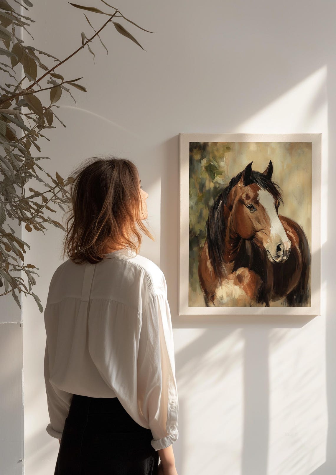 Chestnut Horse Portrait With White Blaze Vintage Equestrian Art Poster - Image 2