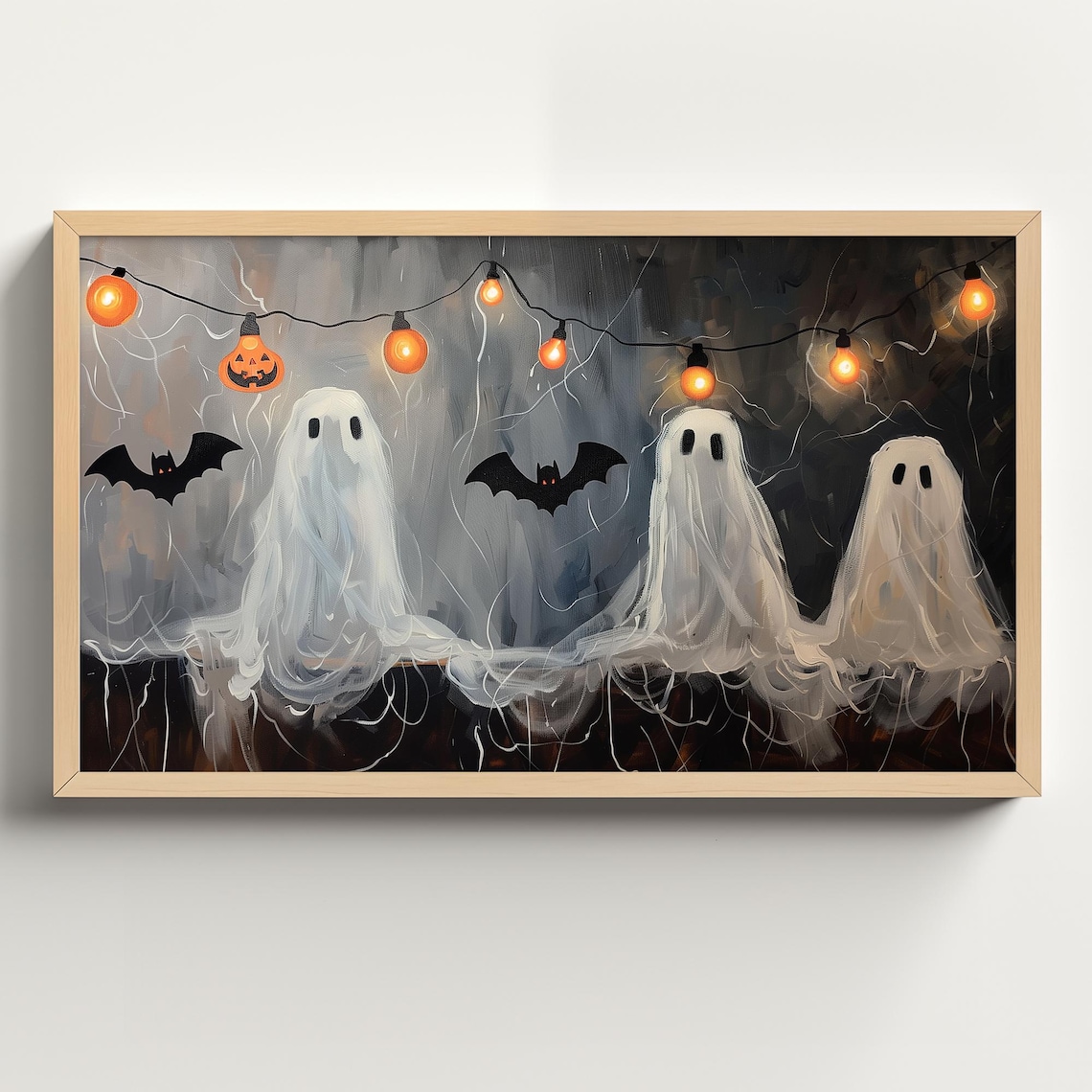 Halloween Bat and Ghost String Lights, Spooky Poster