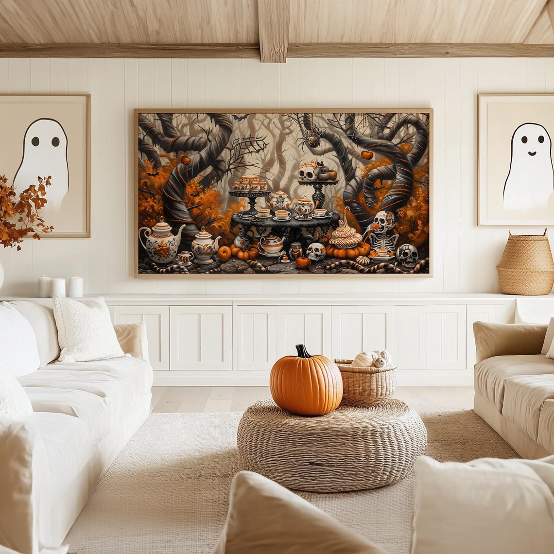 Gothic Tea Party Tablescape in Twisted Forest With Skeletons Poster - Image 5
