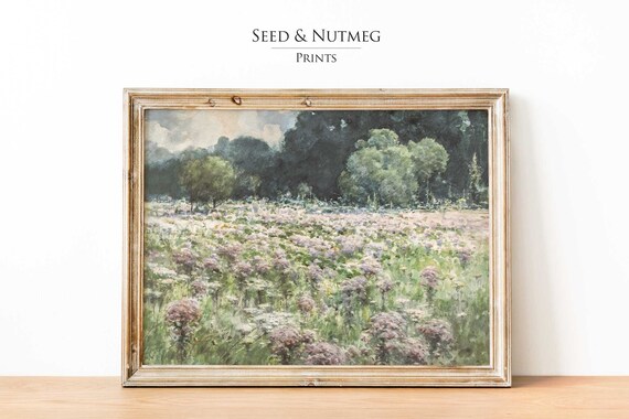 Wildflower Meadow Vintage Floral Landscape Oil Painting Style Poster