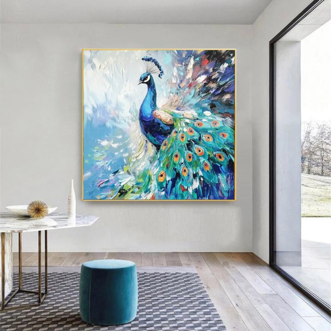 Impressionist Peacock Art Print, Colorful Display - Image 5