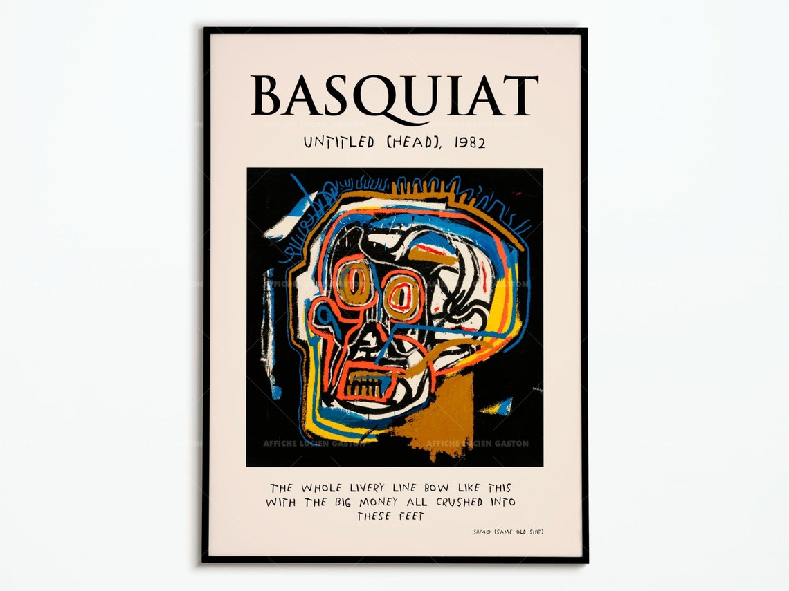 Jean-Michel Basquiat Untitled Head 1982 Livery Line Text Art Poster