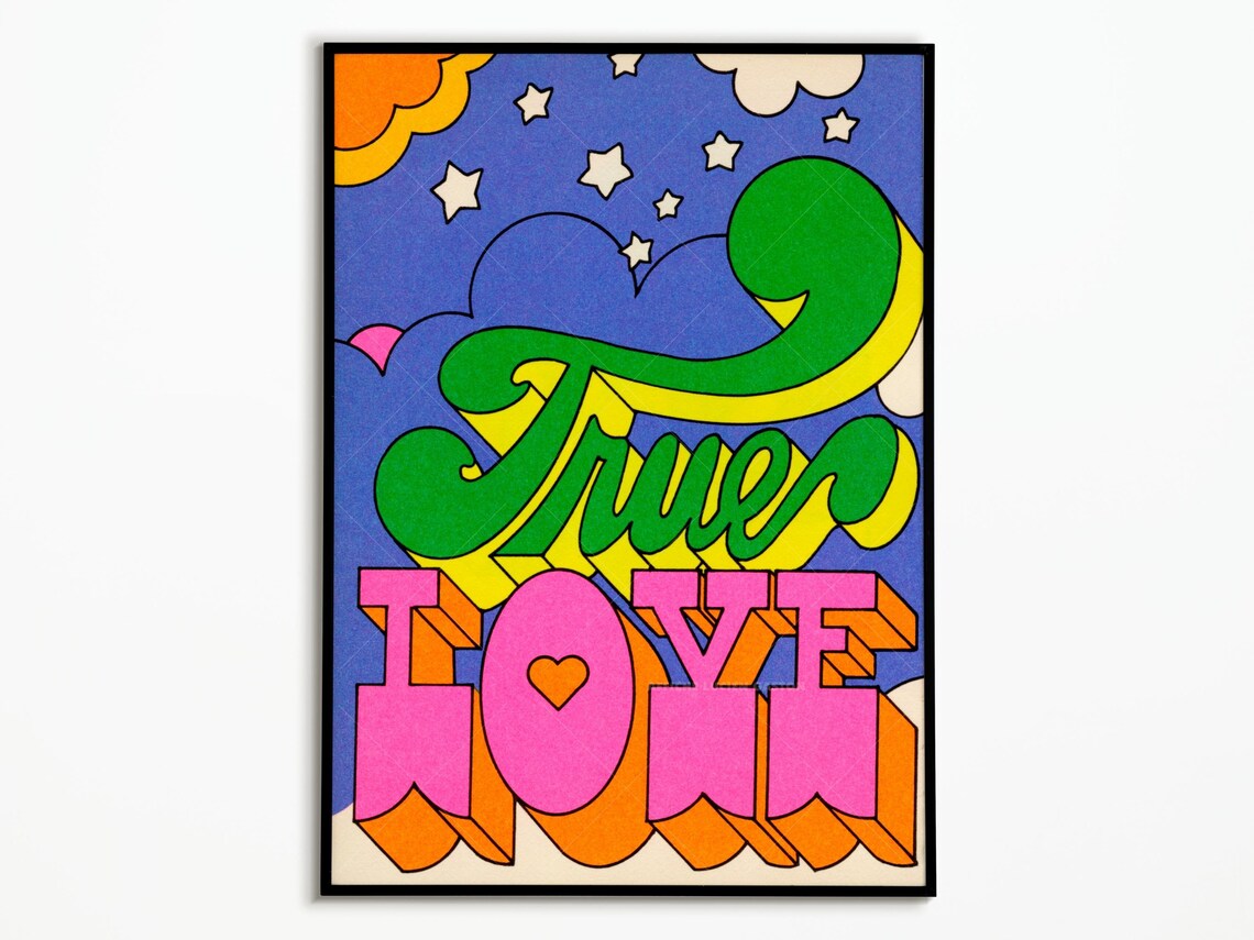 70s Love Poster, Retro Love Poster Art Print